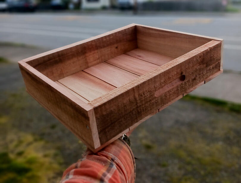 Wooden seed flats for germinating young plants.